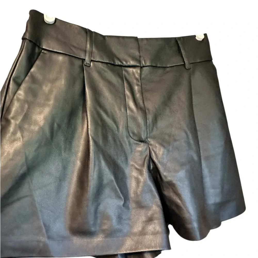 Express High Waist FAUX Black Leather Shorts - Picture 1 of 4